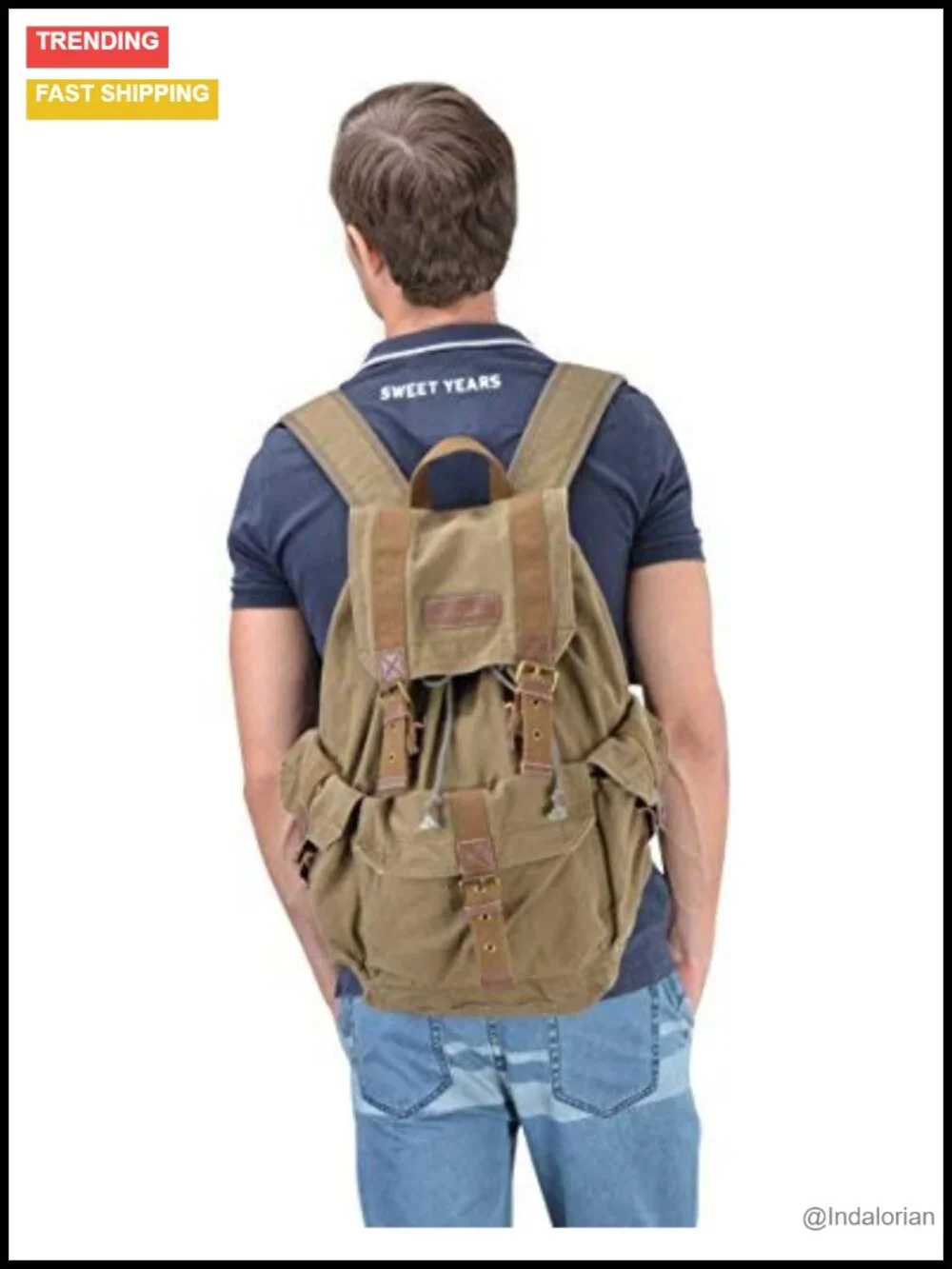 High Density Thick Canvas Backpack Rucksack with Laptop Compartment